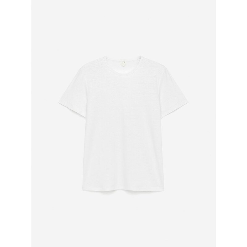 H&M - Tričko ze směsi lnu - bílá 108131940