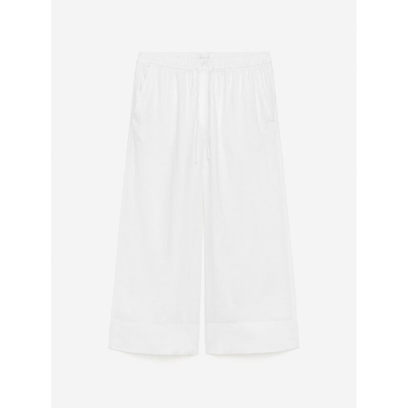 H&M - Zkrácené lněné kalhoty - bílá 108132093