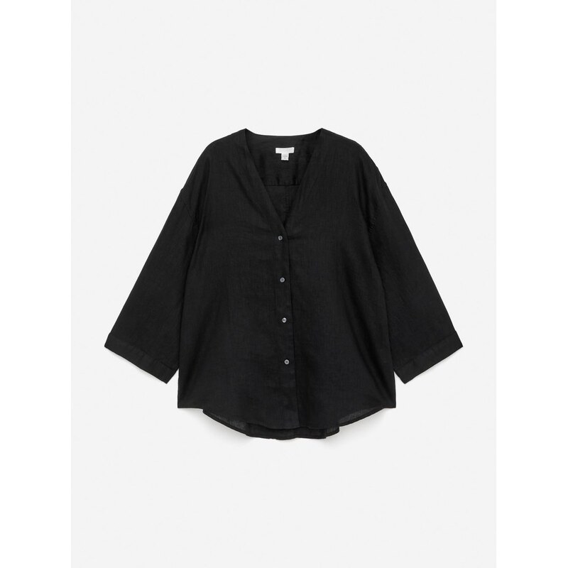H&M - Lněná halenka - černá 108132232