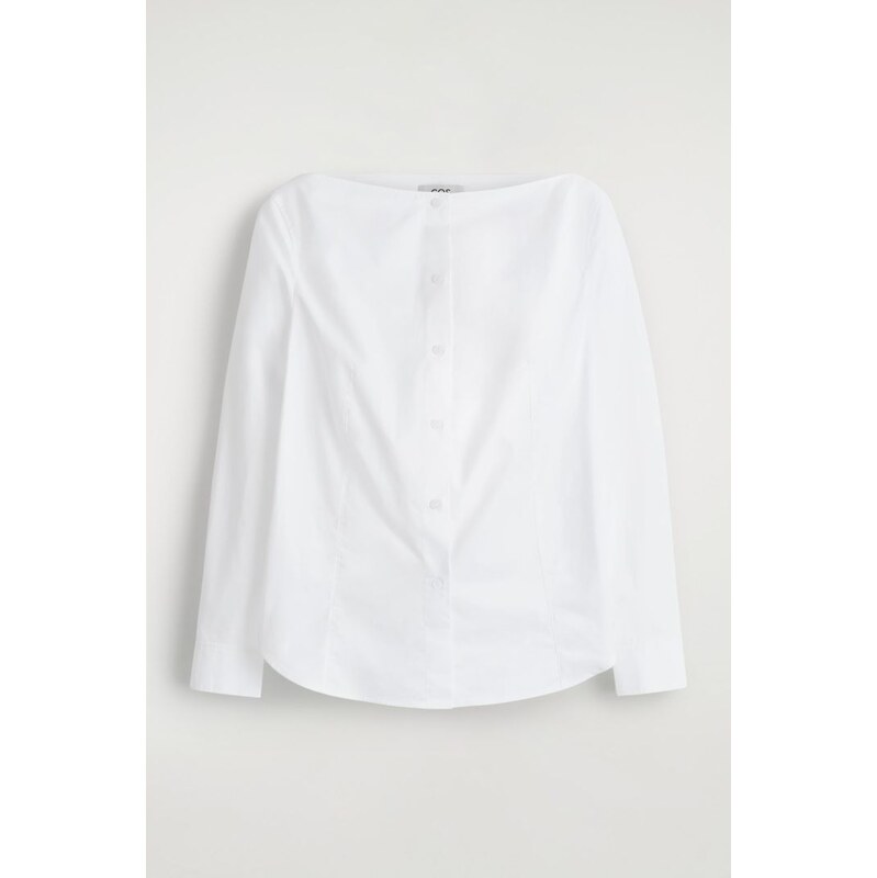 H&M - Bavlněná košiles lodičkovým výstřihem - bílá 108160086