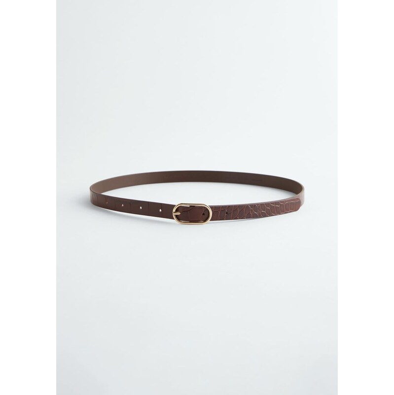 H&M - Úzký kožený pásek - béžová 108160093