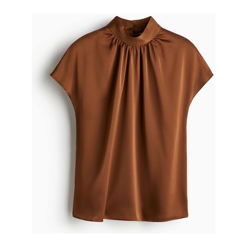 H&M - Saténová halenka se stojáčkem - béžová 108160334
