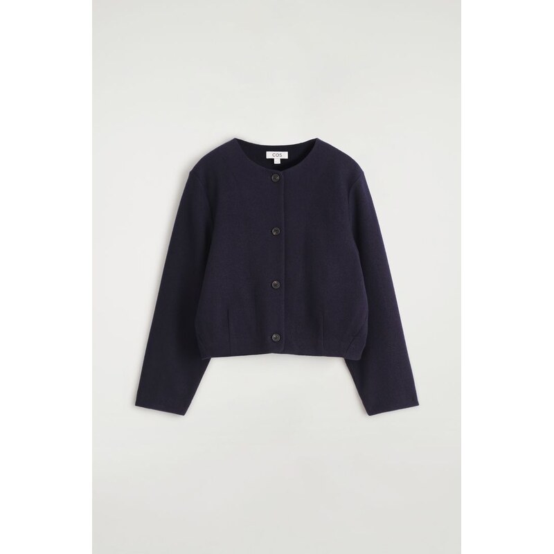 H&M - BOILED MERINO WOOL CARDIGAN - modrá 108301309