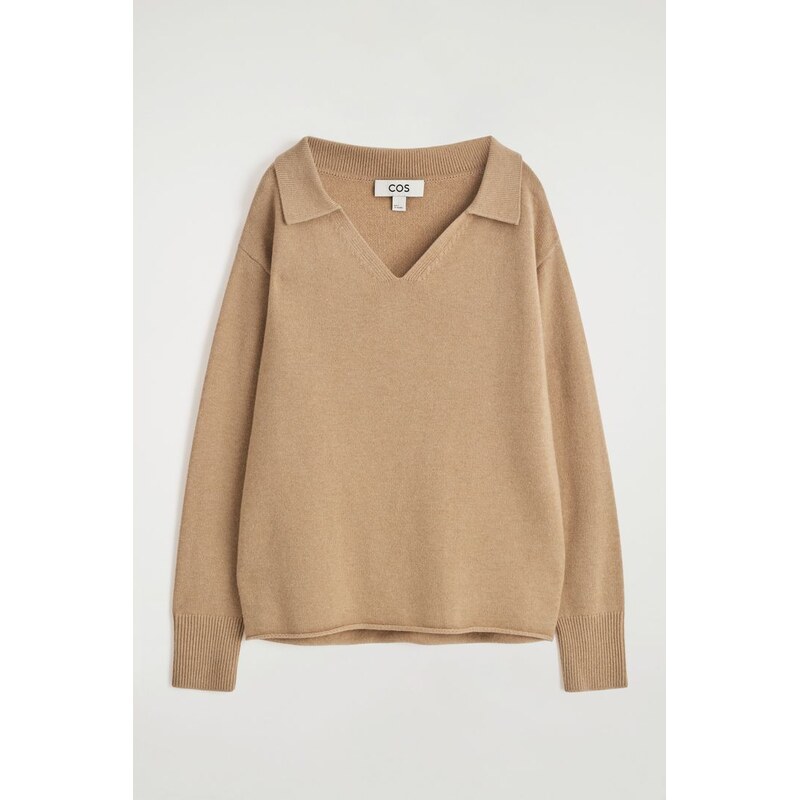 H&M - MERINO VLNĚNÝ POLO SVETR - béžová 108301293
