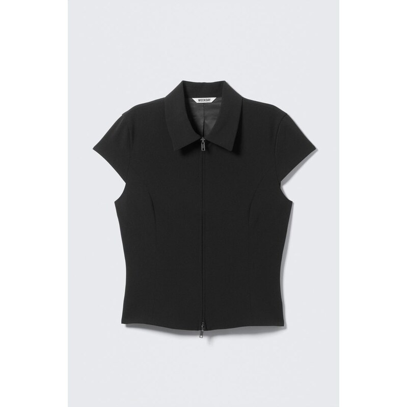 H&M - Přiléhavý tops krátkým rukávem a zipem - černá 108301636