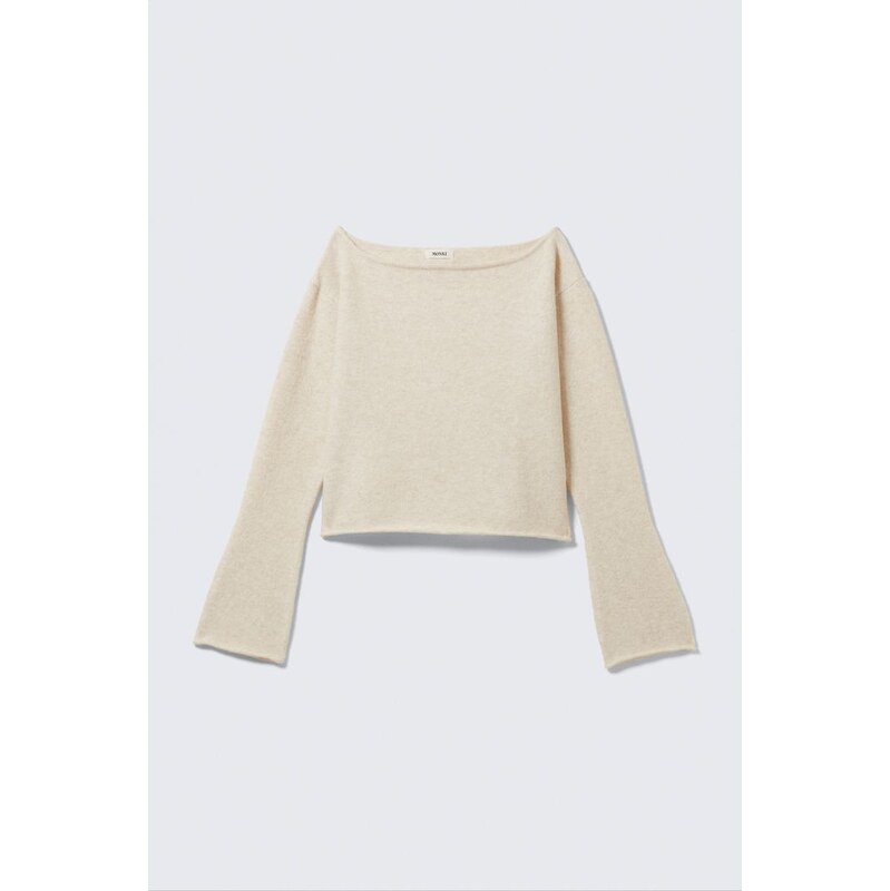 H&M - Měkký pletený svetrs lodičkovým výstřihem - bílá 108301958