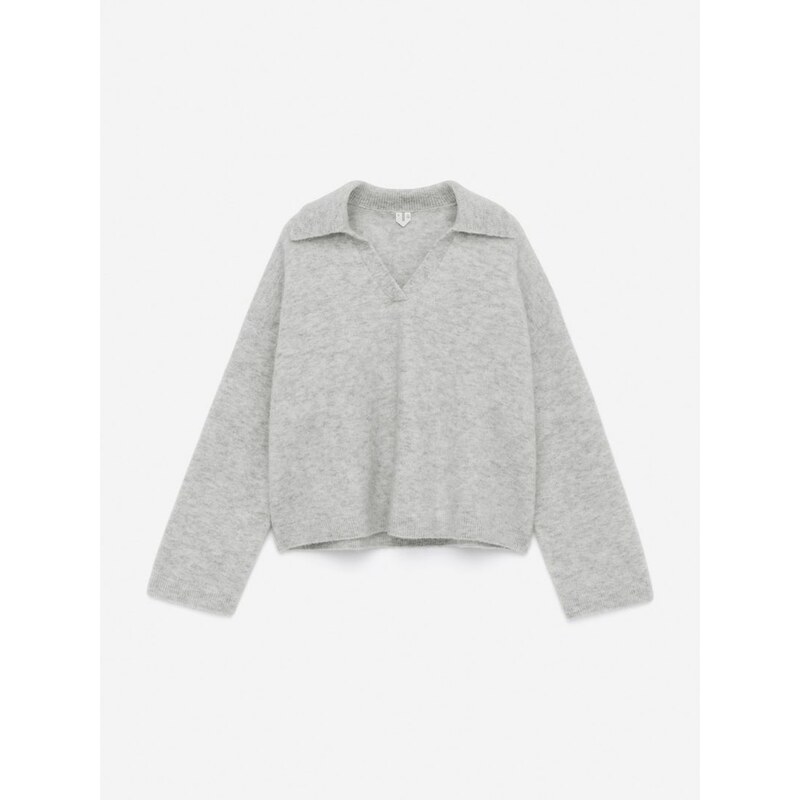H&M - svetr ze směsi alpaky a vlny - šedá 108319786