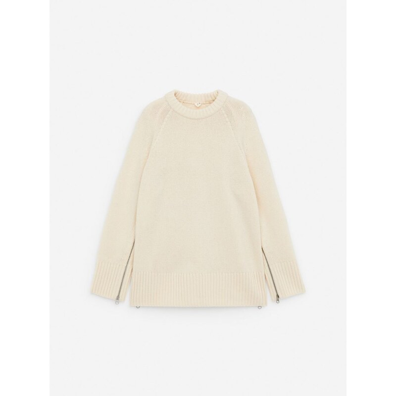 H&M - Svetr z vlny se zipy - bílá 108373663