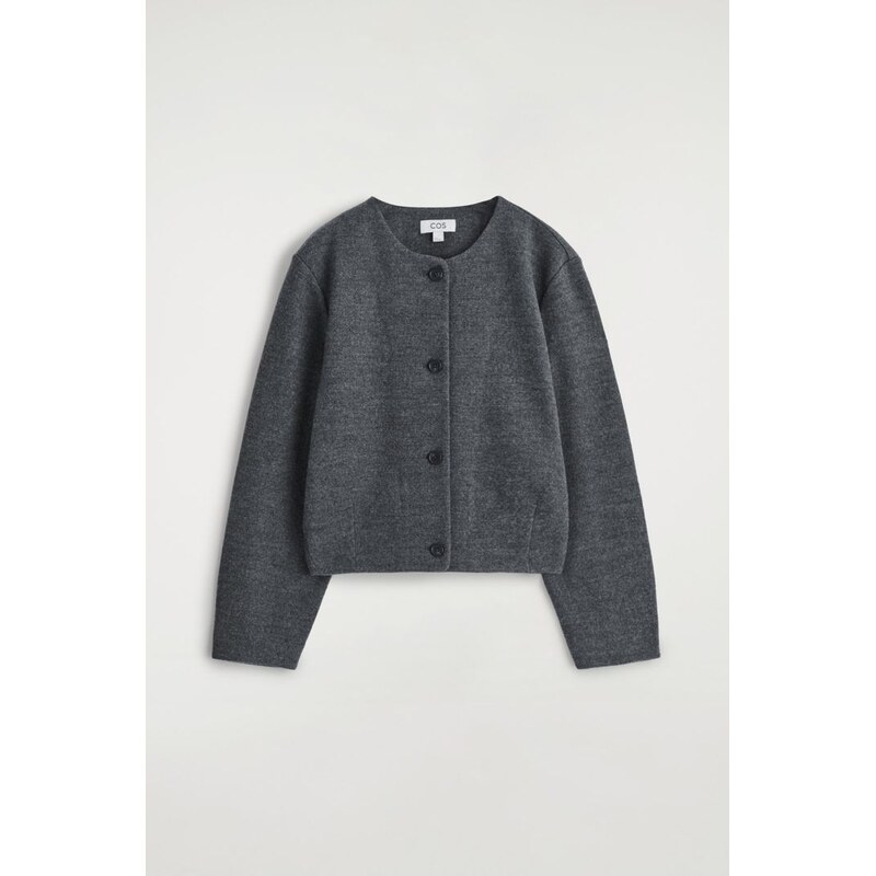 H&M - BOILED MERINO WOOL CARDIGAN - šedá 108491843