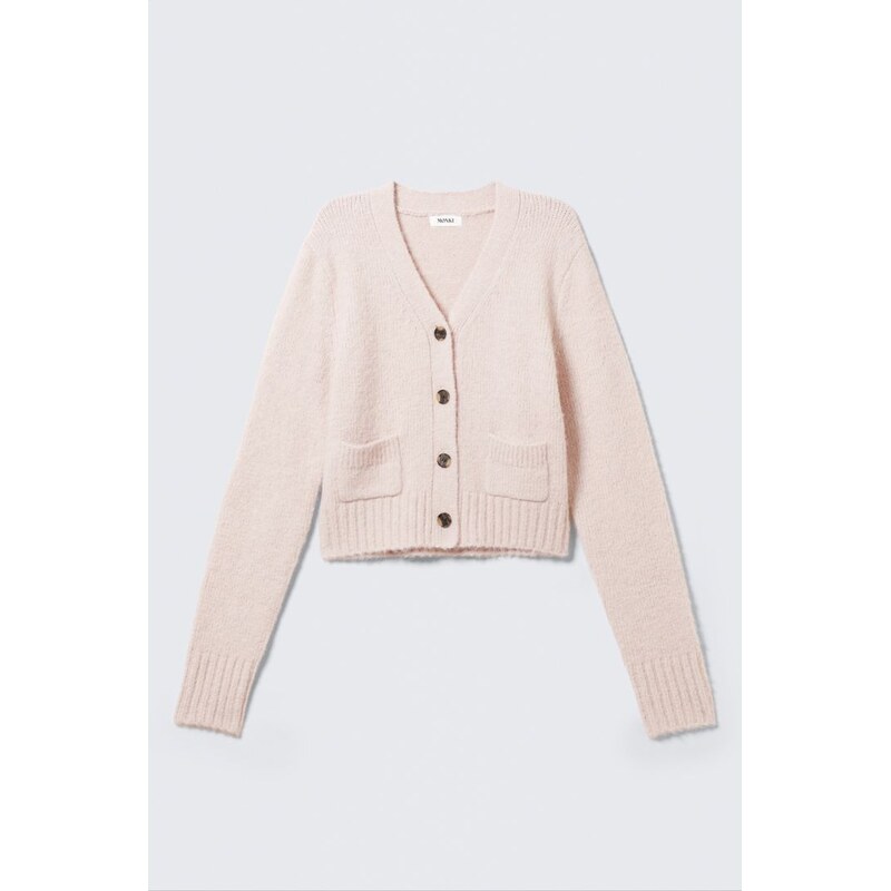 H&M - Žebrovaný kardigans výstřihem do V - růžová 108615459