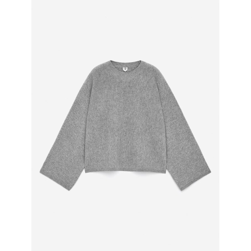 H&M - Svetr z čistého kašmírus průstřihy​ - šedá 108615494