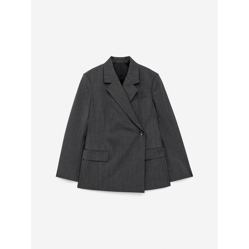 H&M - Zavinovací sako ze směsi vlny - šedá 108729704