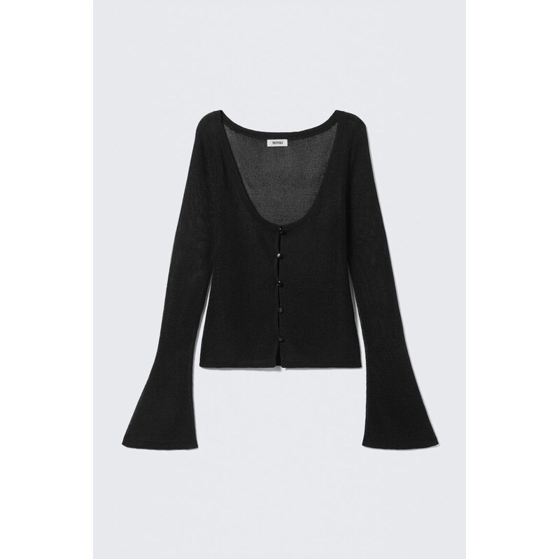 H&M - Otevřený pletený kardigan na knoflíky - černá 108943089