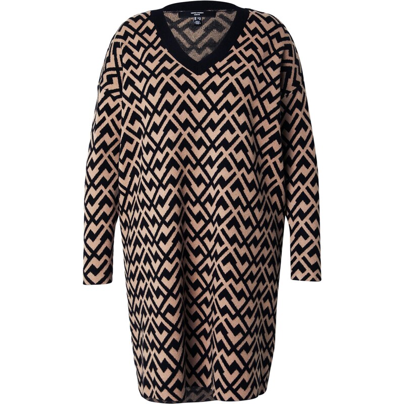 Vero Moda Curve Úpletové šaty VMCARIA béžová / černá