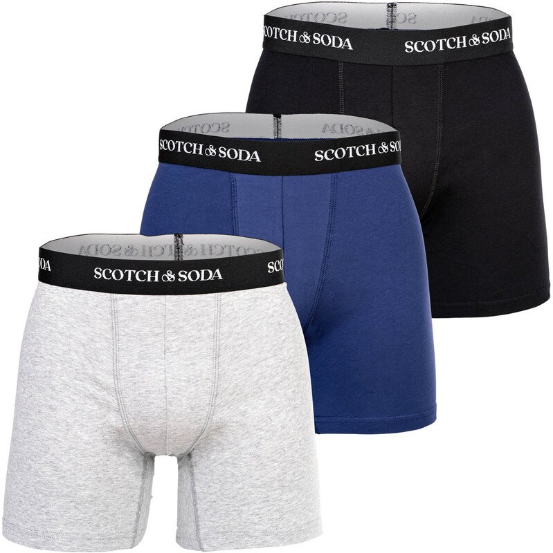 SCOTCH & SODA Boxerky tmavě modrá / šedý melír / černá