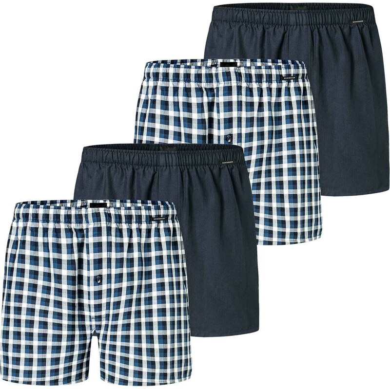 SCHIESSER Boxerky modrá / tmavě modrá / šedý melír / offwhite