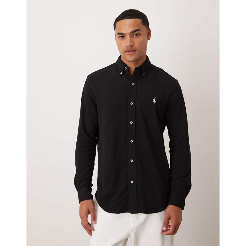 Polo Ralph Lauren icon logo pique shirt in black