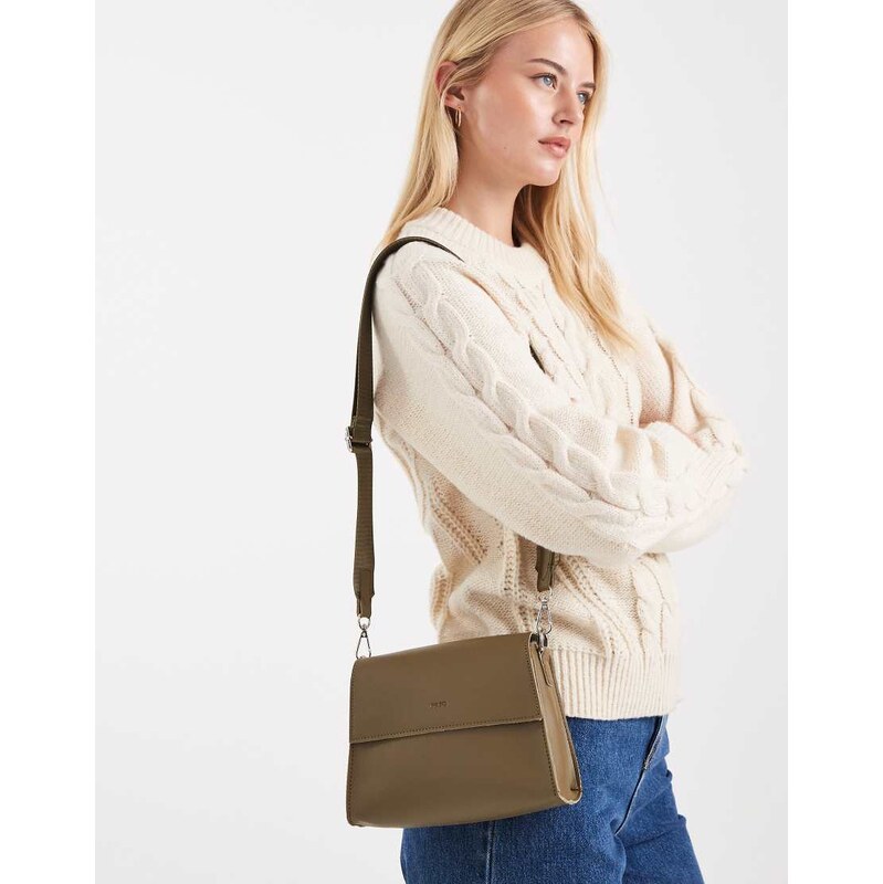 PASQ flapover classic crossbody bag in forest green 109141415