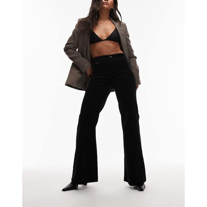 & Other Stories flared stretchy corduroy trousers in black