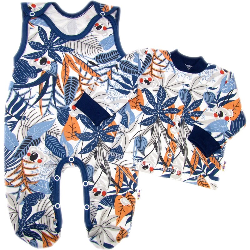Baby Nellys 2-dílná sada, bavlněné dupačky s košilkou Jungle 99927445