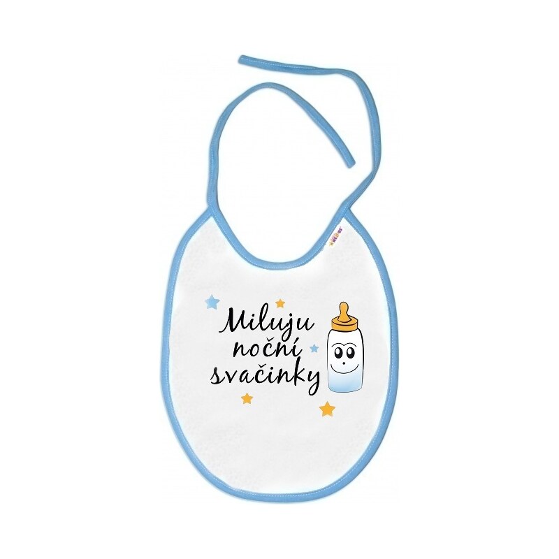 Baby Nellys Nepromokavý bryndáček Miluju noční svačinky, 24 x 27 cm - 99890269