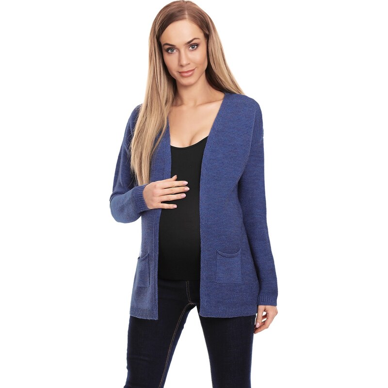 Be MaaMaa Těhotenský svetřík, kardigan s kapsami - jeans
