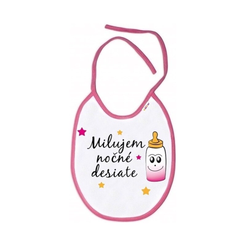 Baby Nellys Nepromokavý bryndáček Milujem nočné desiate, 24 x 27 cm - 99062349
