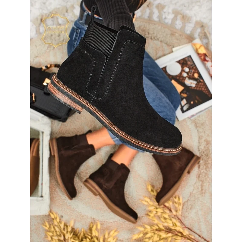 Resti Black Ariston Leather Suede Ankle Boots