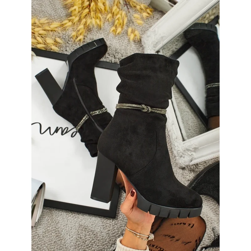 Resti Womens Eco Suede Heeled Ankle Boots RuneFlicker