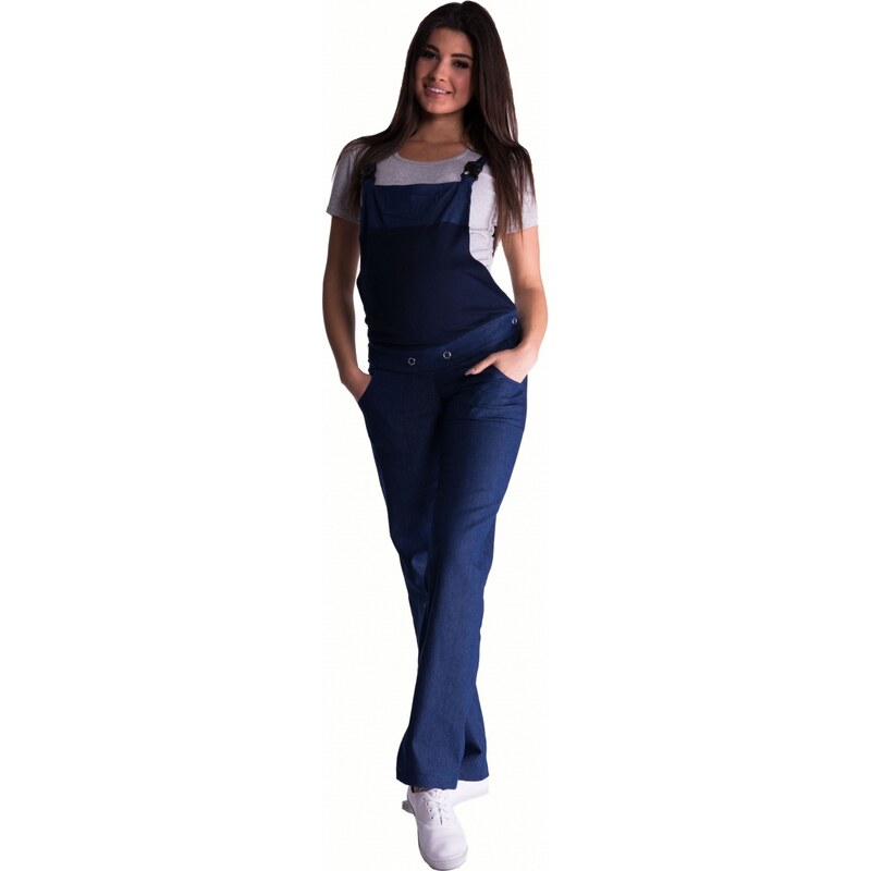 Be MaaMaa Těhotenské kalhoty s láclem - tmavý jeans 99061119