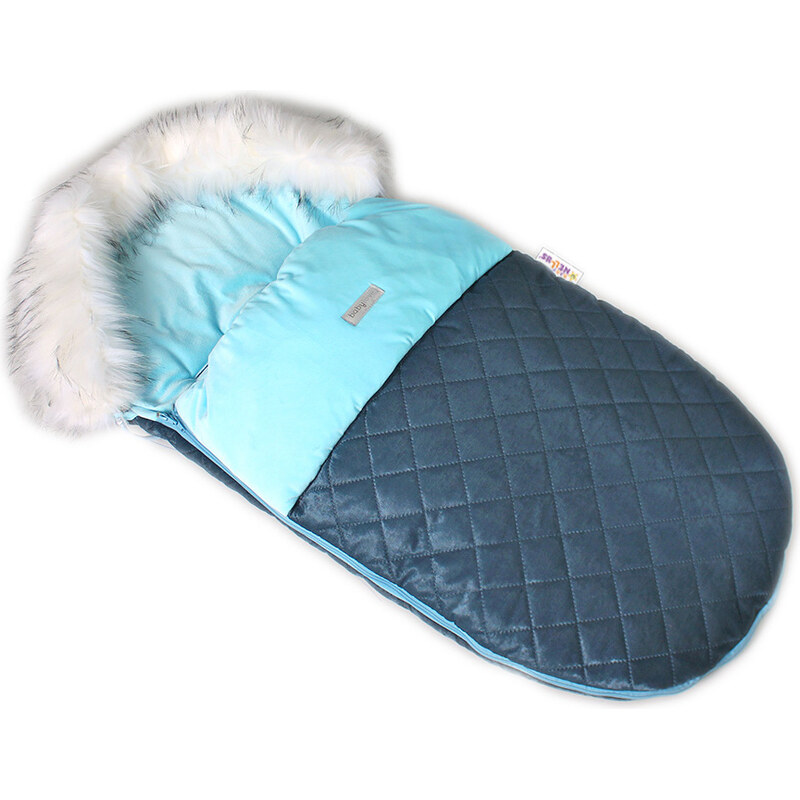 Baby Nellys Fusak, spacáček 105x55 Velvet exkluziv prošívaný - modrý 99061145