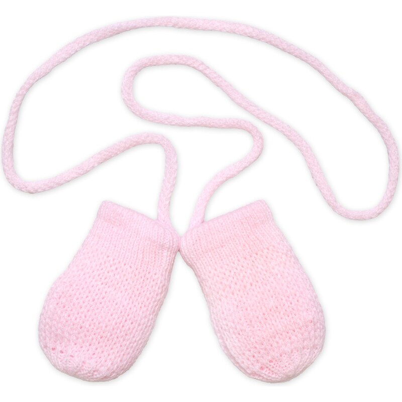 Baby Nellys Kojenecké rukavičky pletené, zimní - sv. růžové 99059408