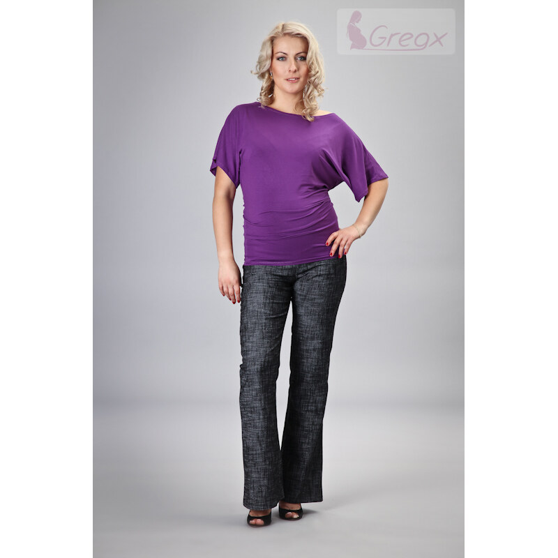 Gregx Elegantní těhotenské kalhoty JEANS - černý melír, vel. S 99844684