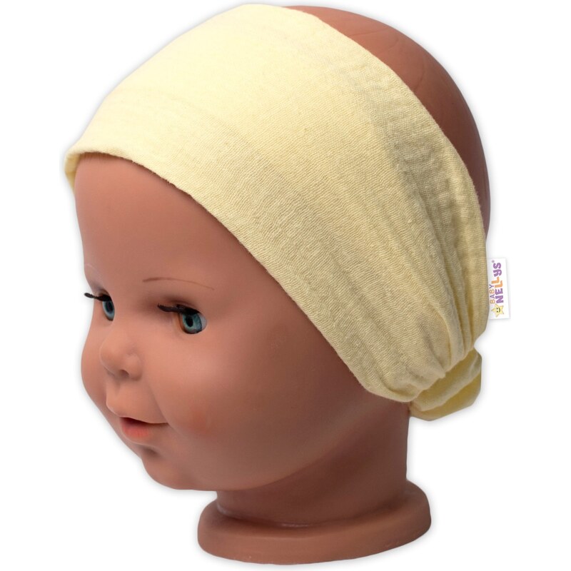 Baby Nellys Lehká mušelínová čelenka Bandana, žlutá 99059338