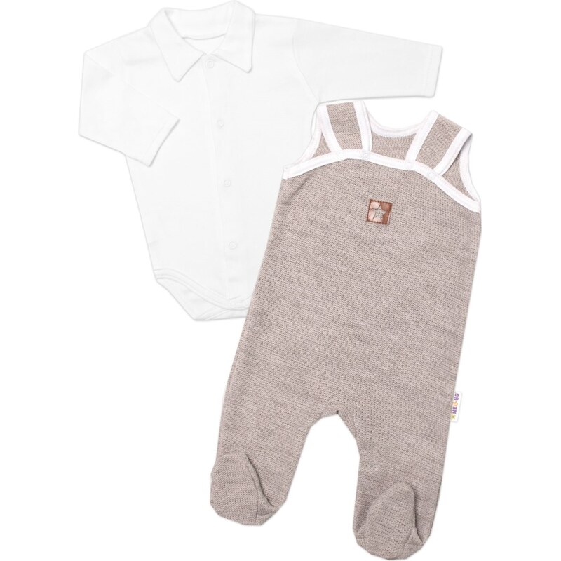 Baby Nellys 2-dílná soupravička Star, body dl. rukáv + pletené dupačky 99844977