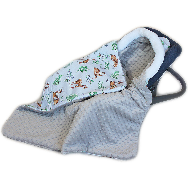 Baby Nellys Bavlněná oboustranná dečka 3v1 s minky a kožešinkou, 90x90 99060474