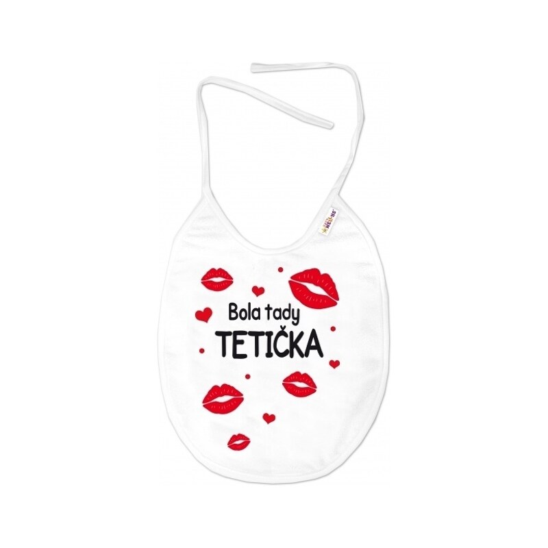 Baby Nellys Nepromokavý bryndáček Bola tady Tetička, 24 x 27 cm - bílý 99060336