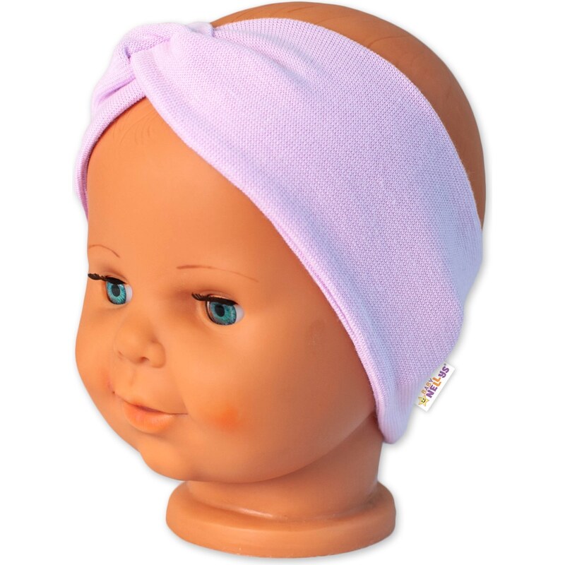 Baby Nellys Bavlněná čelenka dvouvrstvá, lila 99061956