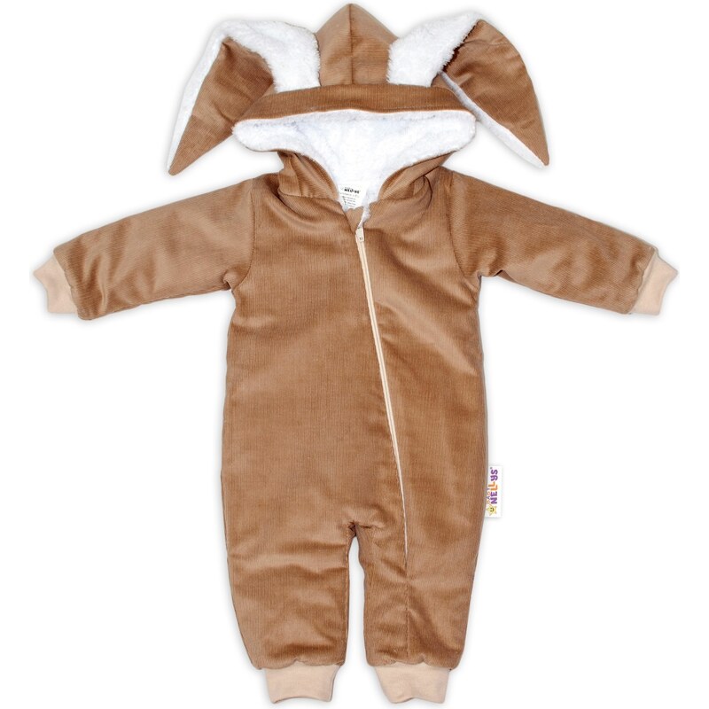 Baby Nellys Manšestrová kombinézka/overálek s kožíškem Cute Bunny - 99062025
