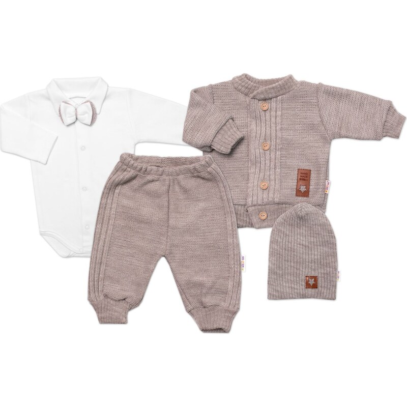5-dílná pletená sada Baby Nellys, Boy, body, kalhoty, svetr, čepička, 99061369