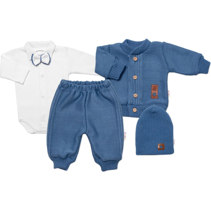 5-dílná pletená sada Baby Nellys, Boy, body, kalhoty, svetr, čepička, 99061715