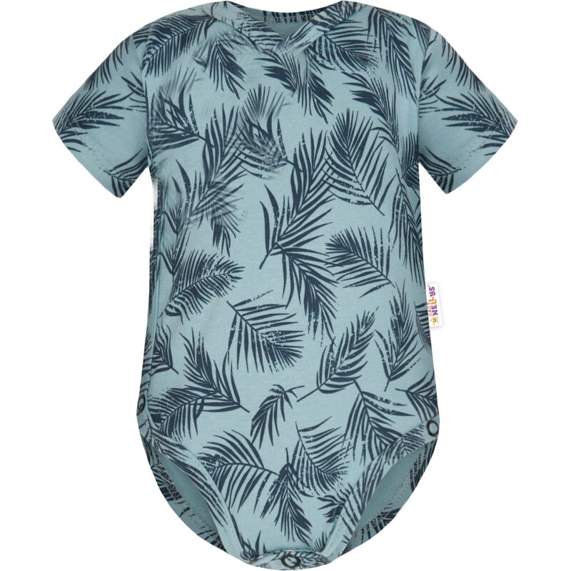 Baby Nellys Bavlněné body krátký rukáv, Palmy - zelené 99844421