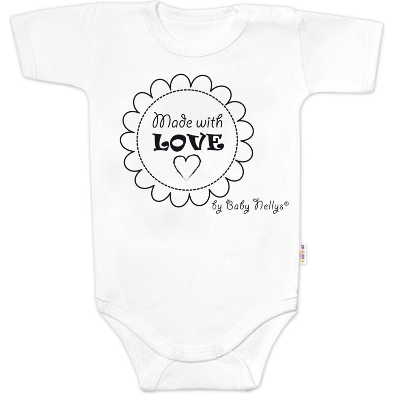 Body krátký rukáv Made with love, Baby Nellys, bílé