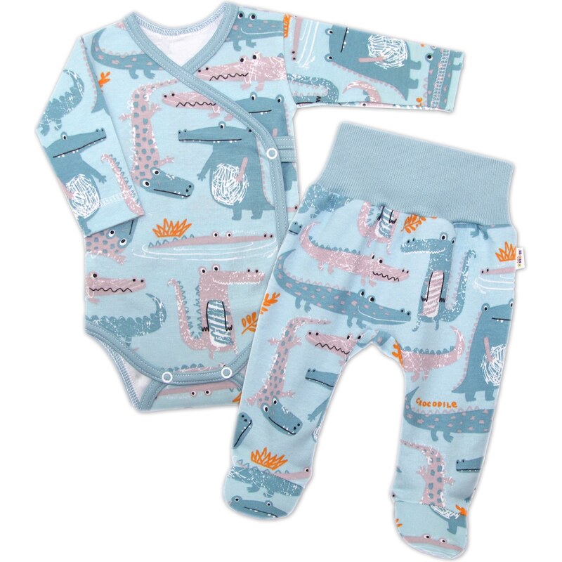 Baby Nellys 2-dílná sada, body dl.rukáv zap. bokem + polodupačky 99062300