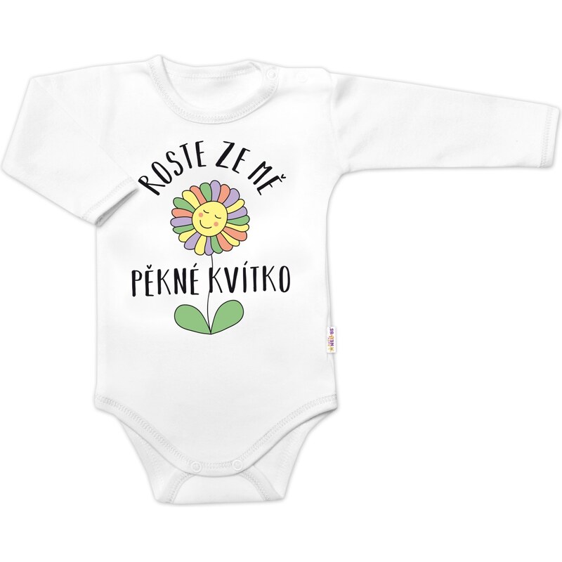 Body dlouhý rukáv, Roste ze mě pěkné kvítko, Baby Nellys, bílé