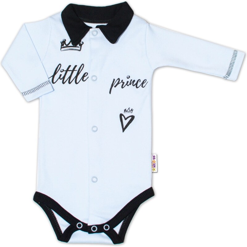 Baby Nellys Body dlouhý rukáv s límečkem, modré Little Prince 99059192