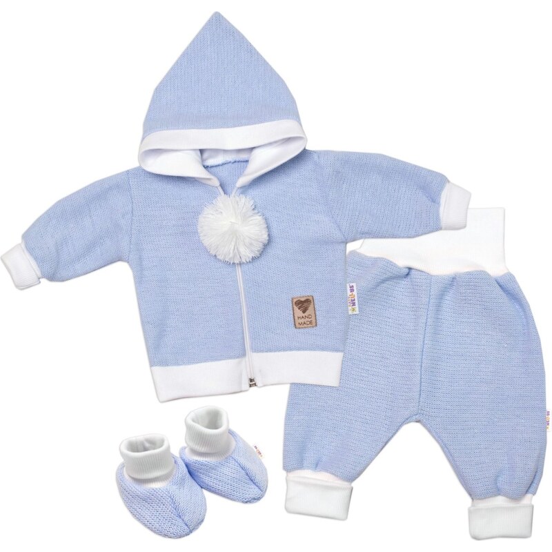 Baby Nellys 3-dílná souprava Hand made, pletený kabátek, kalhoty a 99059683