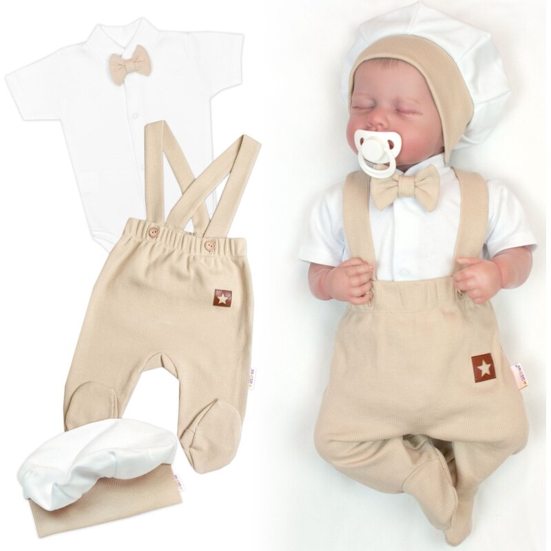 Baby Nellys Bavlněná souprava Gentleman 3D, body kr. rukáv, 99062259