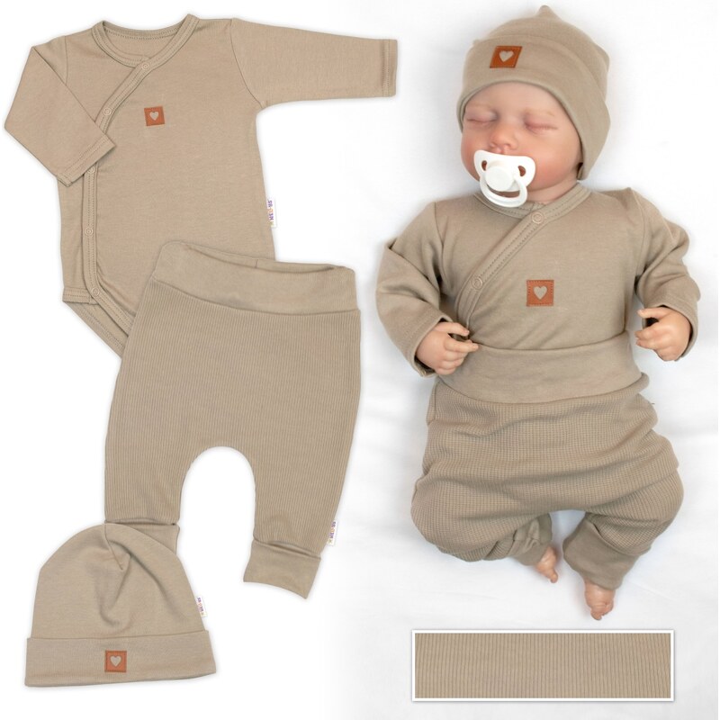 Baby Nellys Rostoucí 3dílná sada pro miminko Nature - taupe 99563863