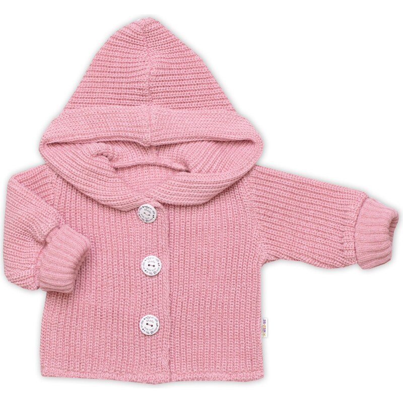 Baby Nellys Pletený svetřík s kapucí a knoflíčky Made with Love, 100527140